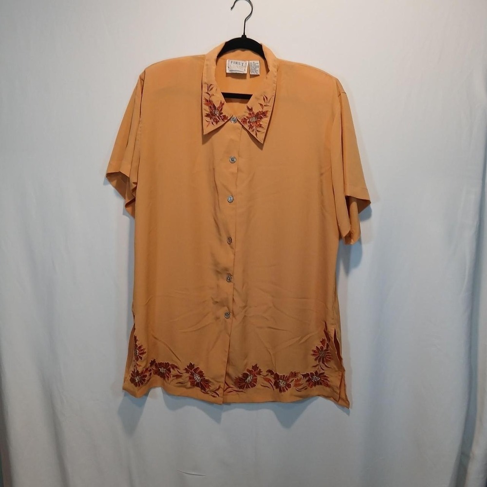 VTG First Class sz18 shirt embroidered cottage beach 90s 80s rare deadstock htf